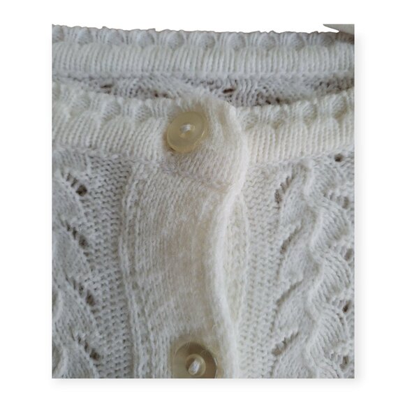 Cozy Grannycore White Cardigan 🤍 Vintage Soft Girl Knit Medium Layering ✨ - Picture 4 of 6